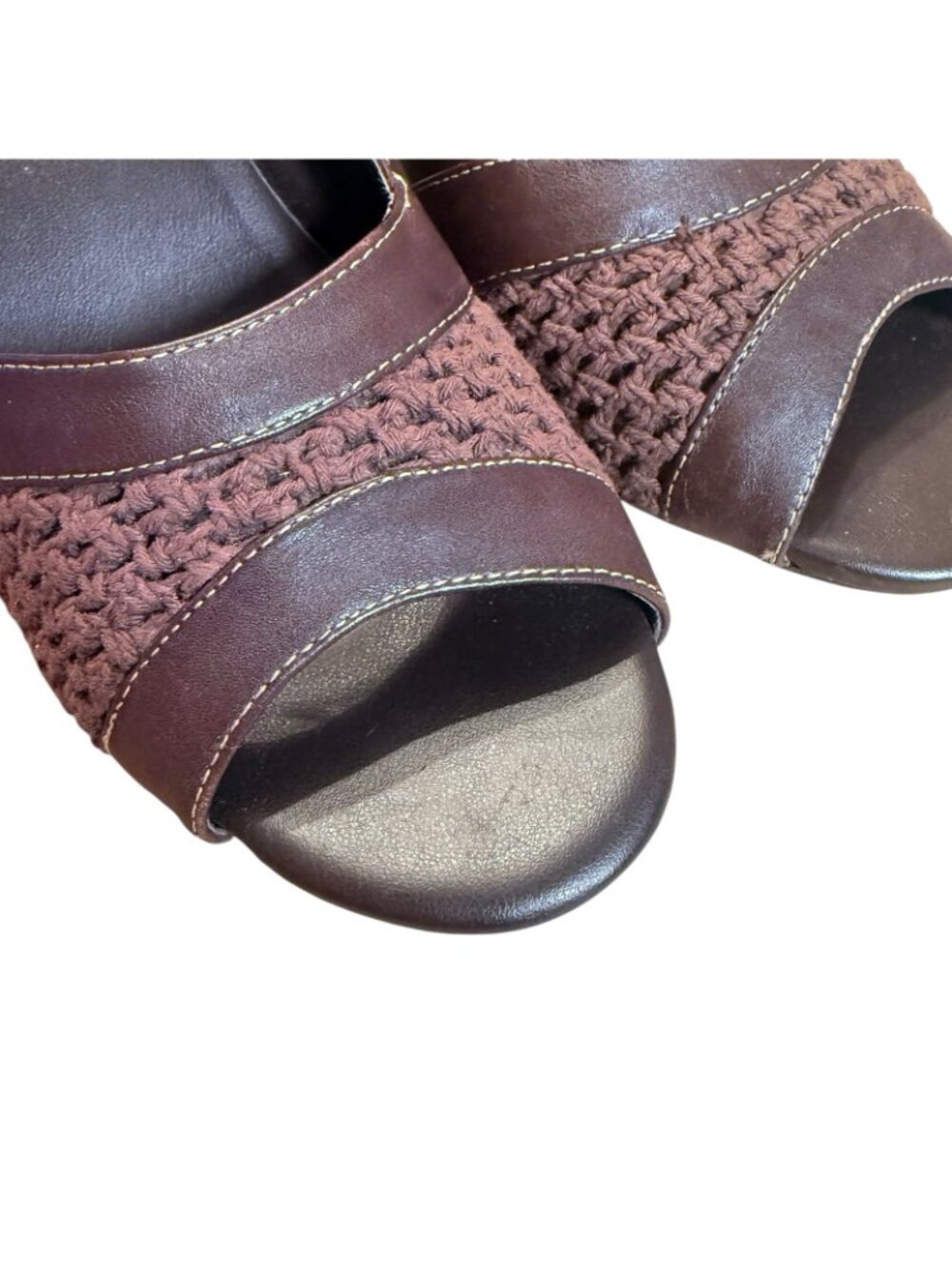 Hillard & Hanson Women's Brown Leather Open Toe Heels Size 8.5 - Picture 5 of 6